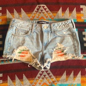 Denim shorts with patchwork